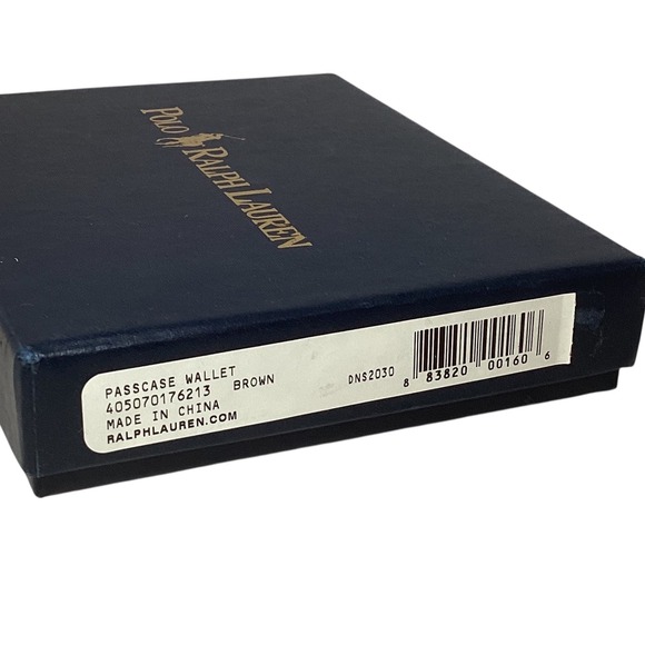 Polo Ralph Lauren Brown Leather Bi Fold Passcase Wallet Men New Open Box - Picture 2 of 16